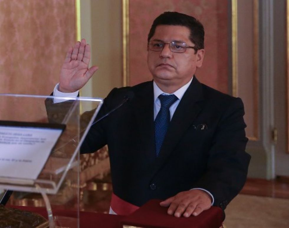 Rubén Vargas durante la ceremonia de inauguración de los nuevos miembros del gabinete de Sagasti, el 18 de noviembre.