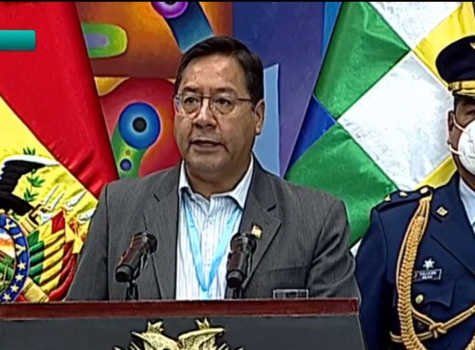 El presidente de Bolivia, Luis Arce, este miércoles en la Casa Grande del Pueblo.