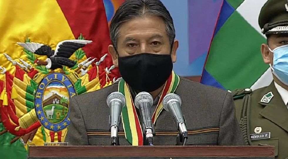 El vicepresidente David Choquehuanca durante su discurso por el Día del Estado Plurinacional.