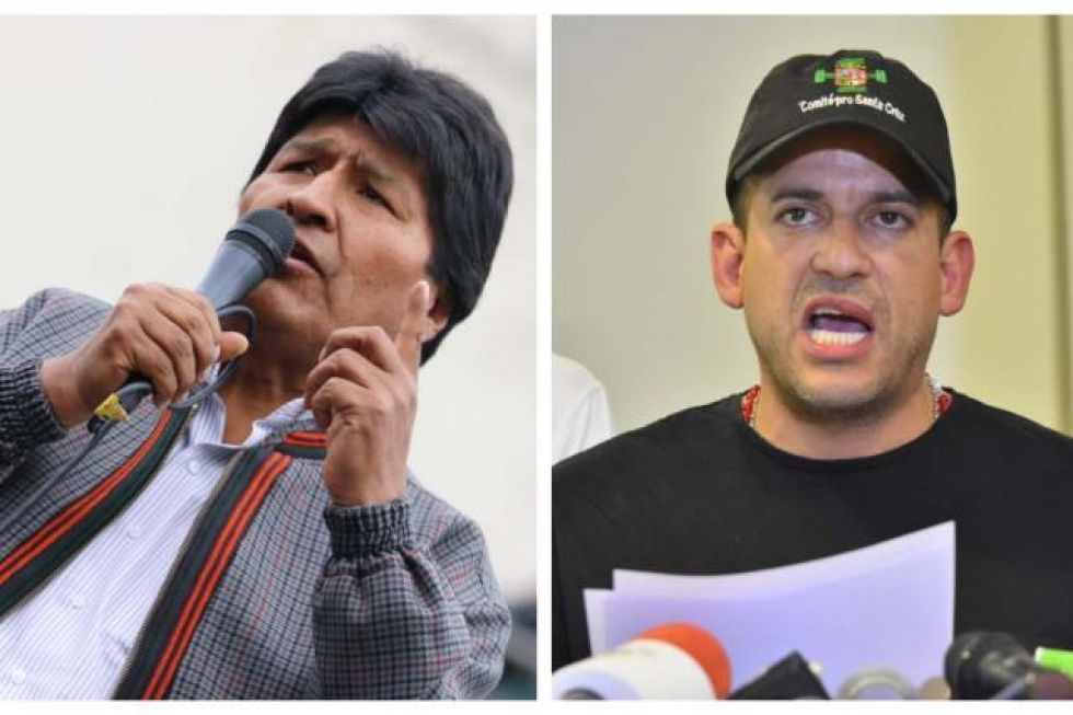 El expresidente Evo Morales y Luis Fernando Camacho, actual candidato a gobernador de Santa Cruz.