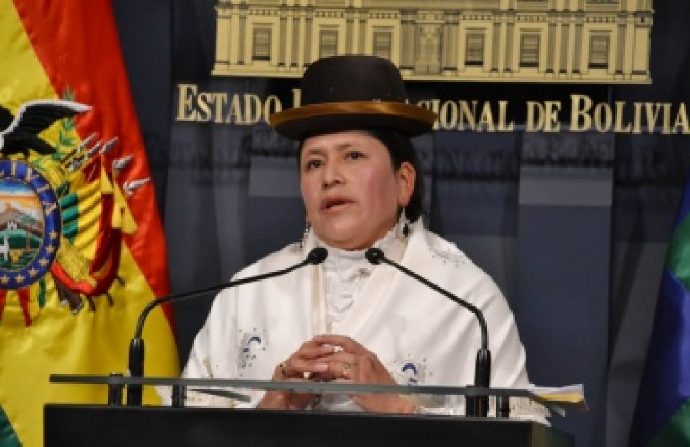 Virginia Velasco cuando era ministra de Justicia, en el gobierno de Evo Morales.