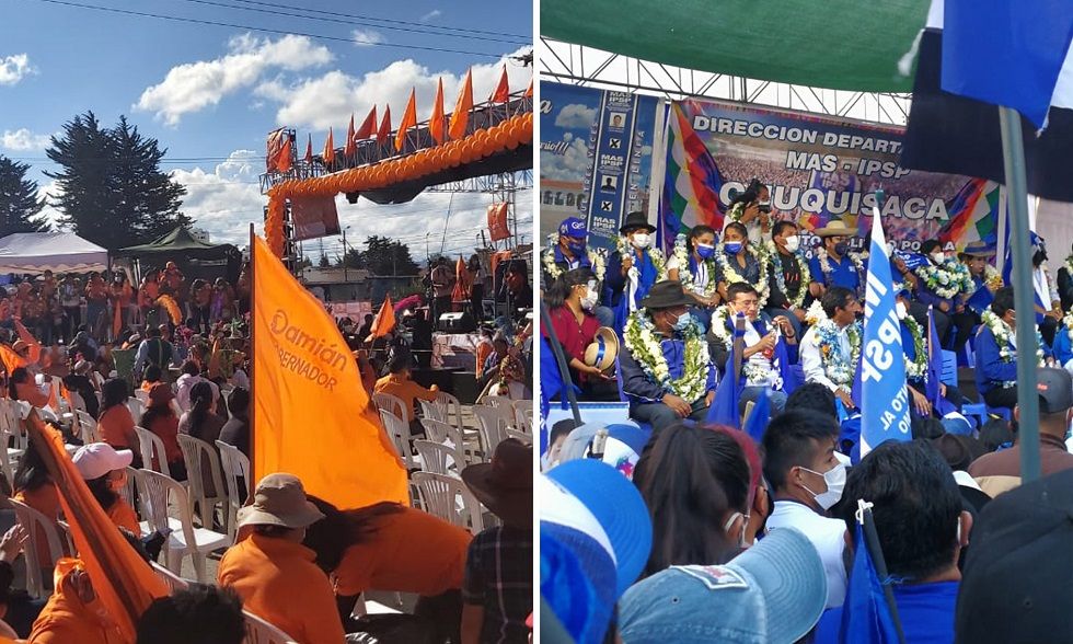 Los cierres de campaña de Chuquisaca Somos Todos y el Movimiento Al Socialismo.