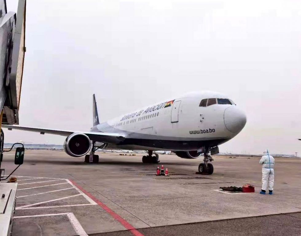 Una de la aeronaves de BoA, en su viaje a China por las vacunas contra el covid-19.