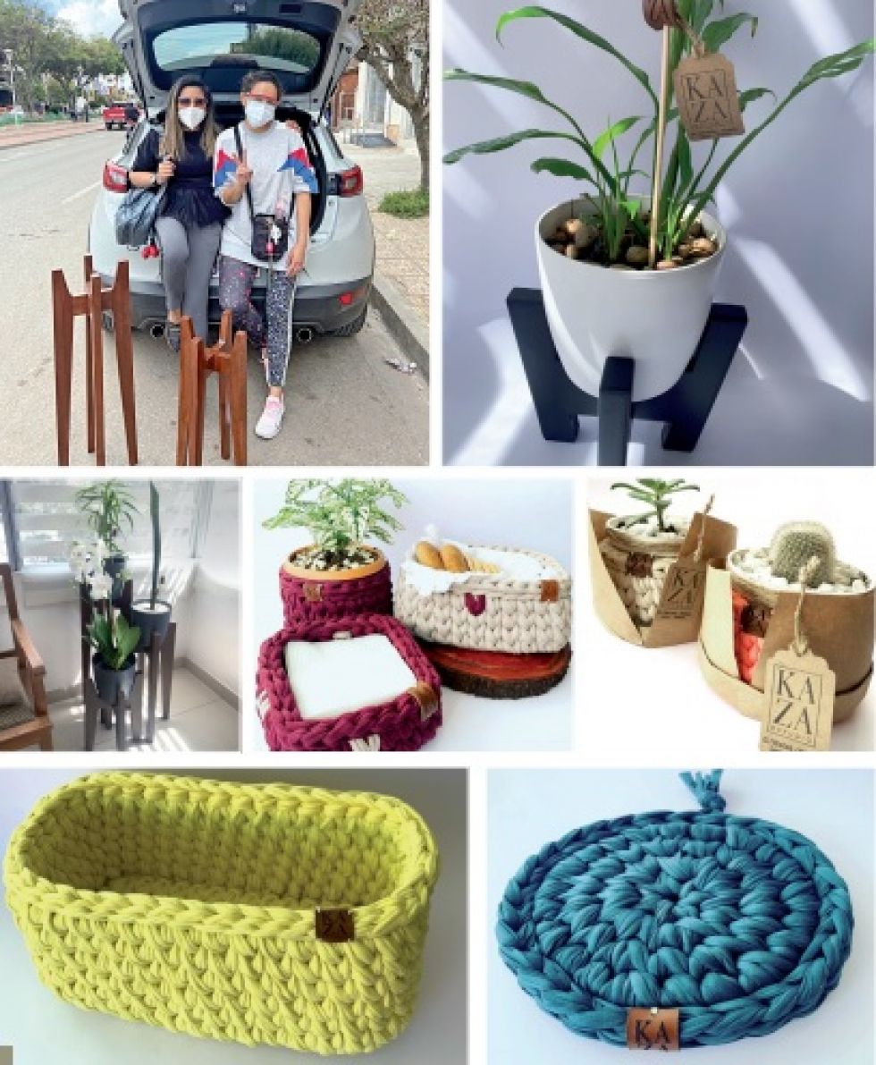 Karla Córdoba Navarro y Zuelen Chavarría Exeni, copropietarias de KaZa Estudio, con algunos de sus productos.