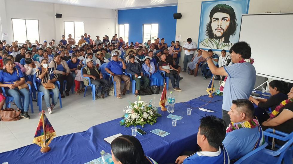 El expresidente Evo Morales en el aniversario de la Federación Única de Centrales Unidas del Trópico de Cochabamba.