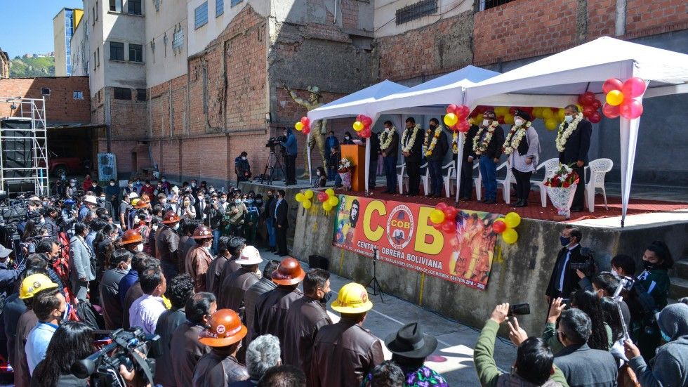La celebración del aniversario de la Central Obrera Boliviana, donde estuvo el presidente Luis Arce.