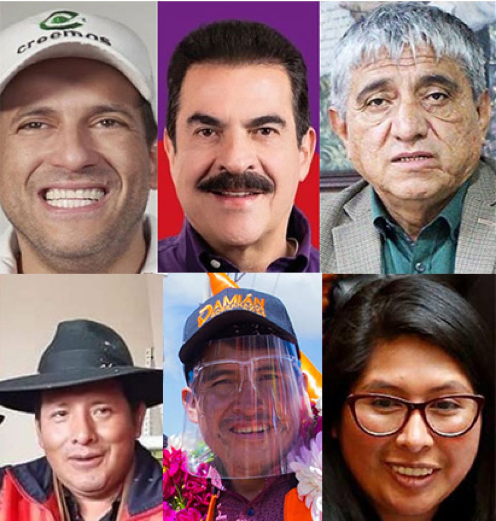 Luis Fernando Camacho, Manfred Reyes Villa, Iván Arias, Santos Quispe, Damián Condori y Eva Copa.