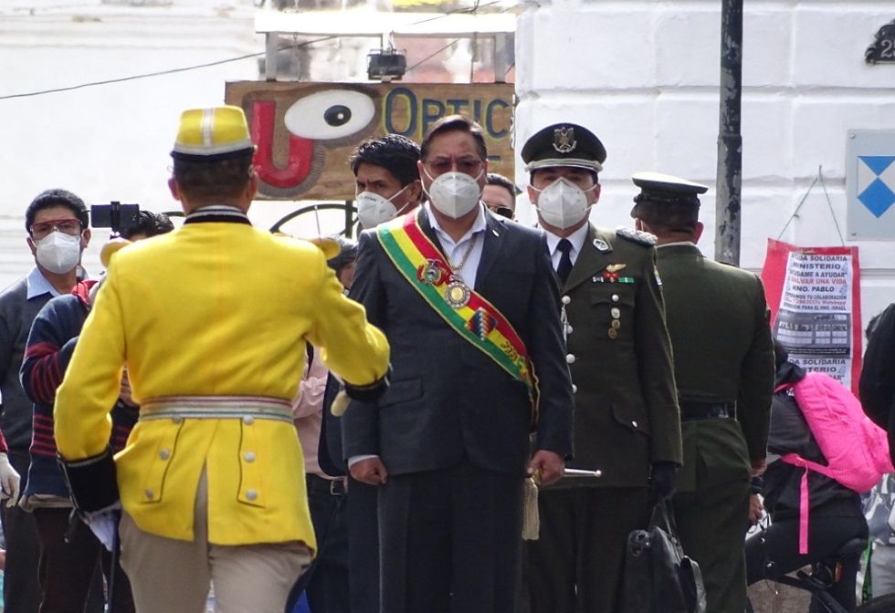 El presidente Luis Arce participó el lunes en el acto de la Asamblea Legislativa Departamental.