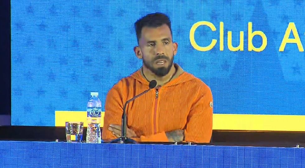 Carlos Tevez en su última conferencia de prensa como jugador de Boca Juniors.