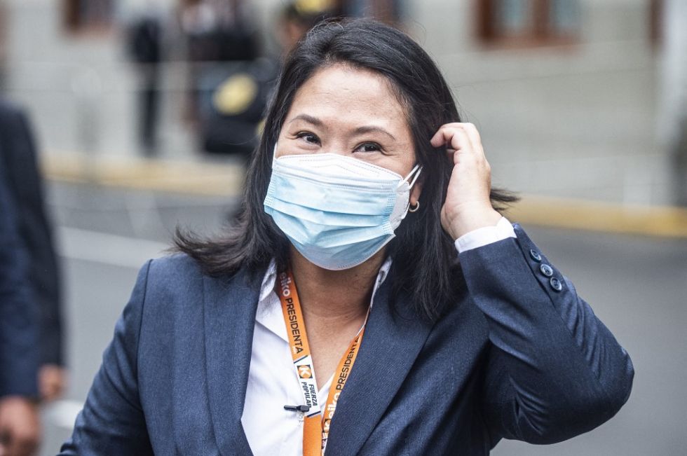 La candidata presidencial del partido Fuerza Popular, Keiko Fujimori, su llegada a su audiencia judicial de este lunes.