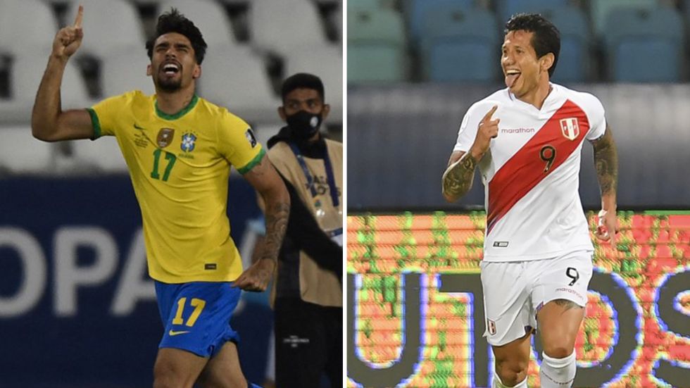 El brasileño Lucas Paquetá (i) y el peruano Gianluca Lapadula guiaron a sus selecciones a semifinales.
