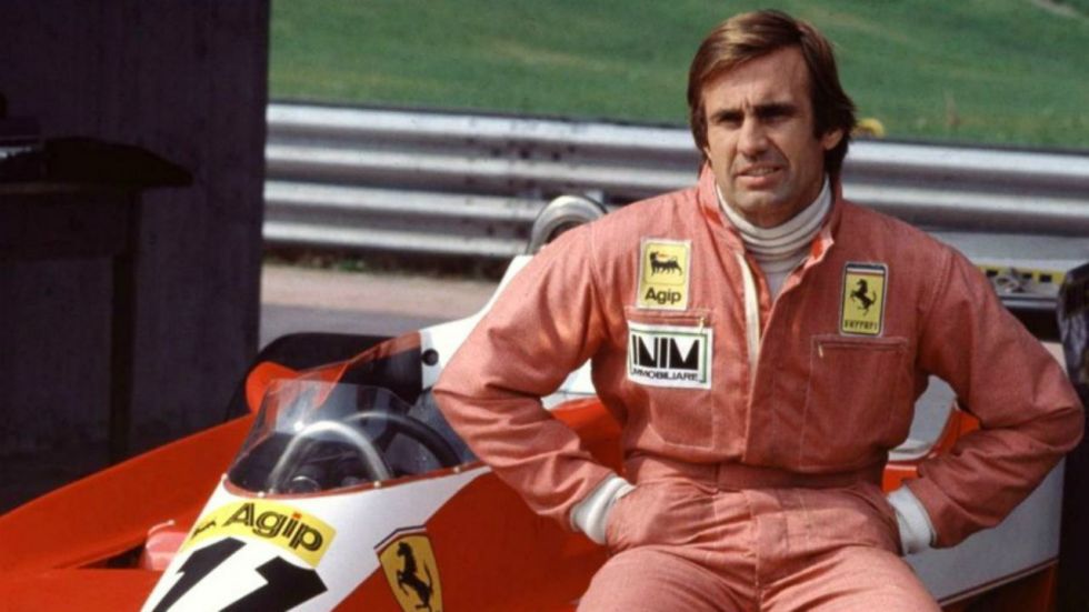 Fotografía de Carlos Reutemann cuando corría para el equipo Ferrari entre 1977 y 1978.