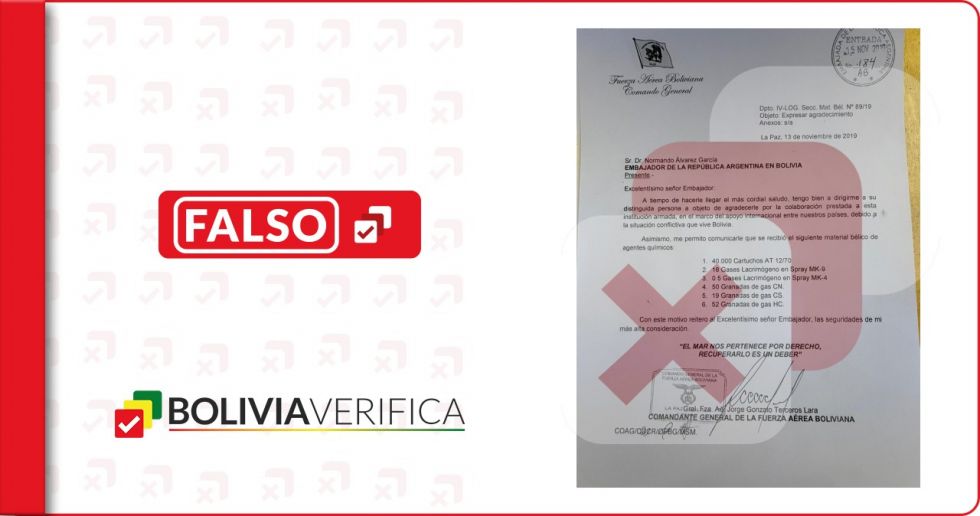La publicación de Bolivia Verifica sobre la carta que atribuyen al general Gonzalo Terceros.