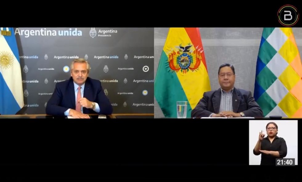 El breve encuentro virtual de los presidentes de Argentina y Bolivia en homenaje a Juana Azurduy.
