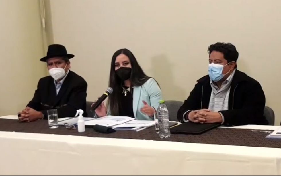 La ministra de Planificación, Gabriela Mendoza, en su conferencia de prensa de este martes.