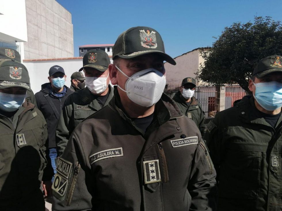 El comandante general de la Policía, coronel Jhonny Aguilera, en una visita reciente a Sucre.