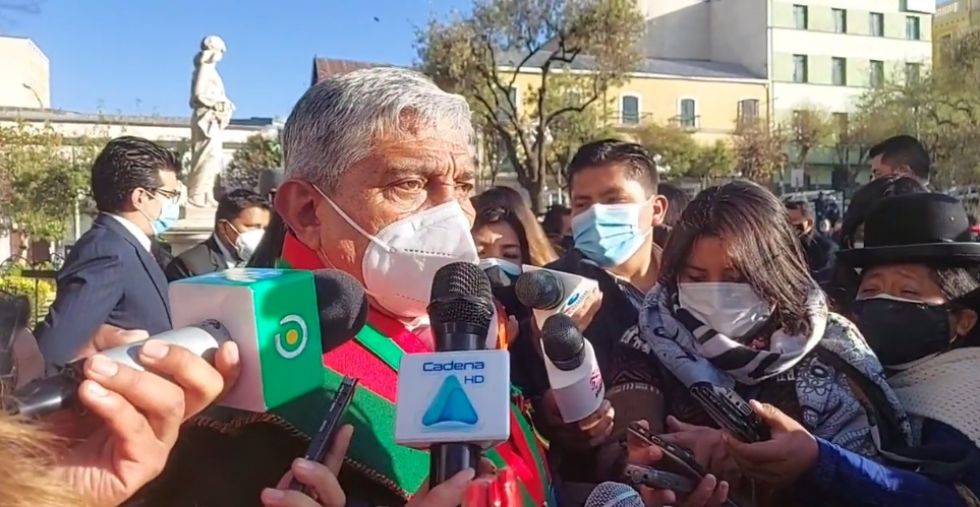 El alcalde de La Paz, Iván Arias, en la plaza Murillo, tras los actos por el 16 de Julio.