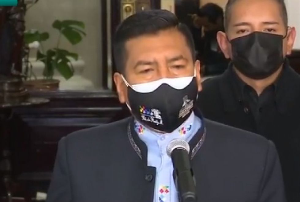 El presidente de la Cámara de Diputados, Freddy Mamani, en conferencia de prensa este miércoles.