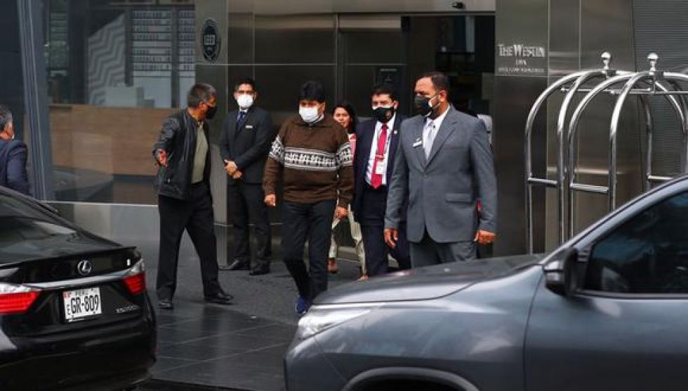 Evo Morales se alojó en el hotel Westin y participó en un evento del sindicato fundado por Pedro Castillo.