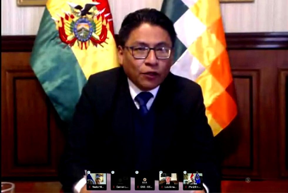 El ministro de Justicia, Iván Lima, en la sesión del Consejo Permanente de la OEA.