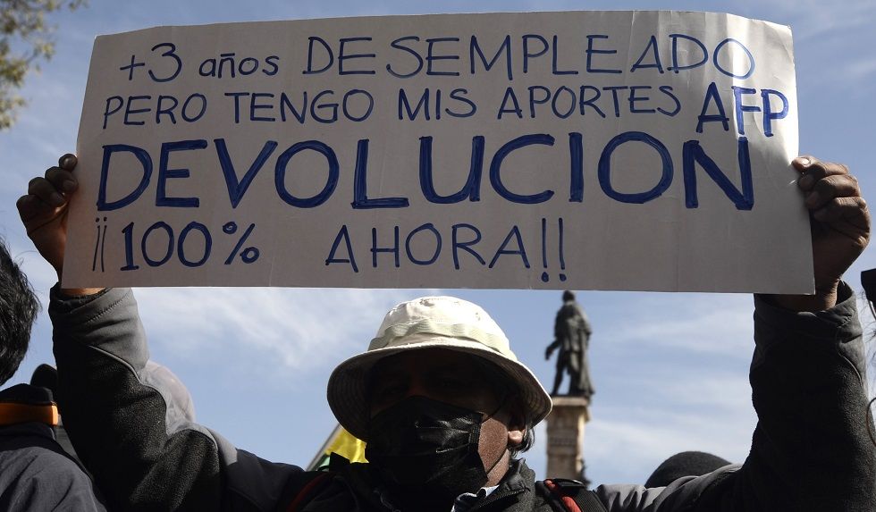 Una protesta anterior de desempleados en demanda de la devolución de aportes a las AFP.