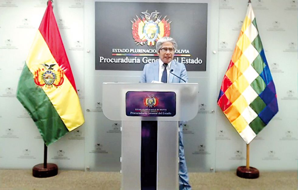 pronunciamiento. El procurador general del Estado, Wilfredo Chávez, en la conferencia de prensa de ayer en Santa Cruz de la Sierra.