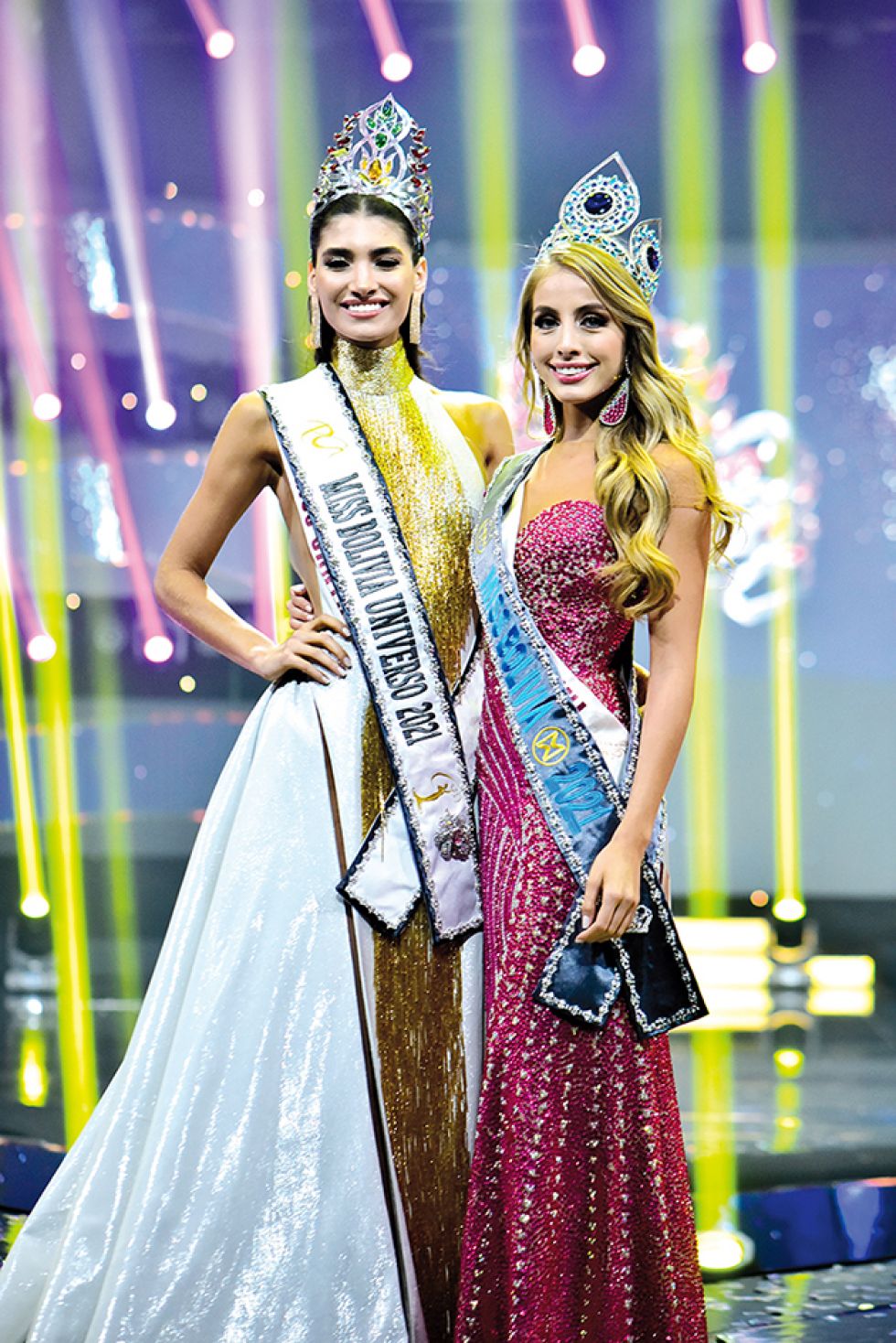 GANADORAS. A la izquierda, la Miss Bolvia Universo, Nahemi Uequin; a la derecha, la Miss Bolivia Mundo, María Fernanda Rivero.