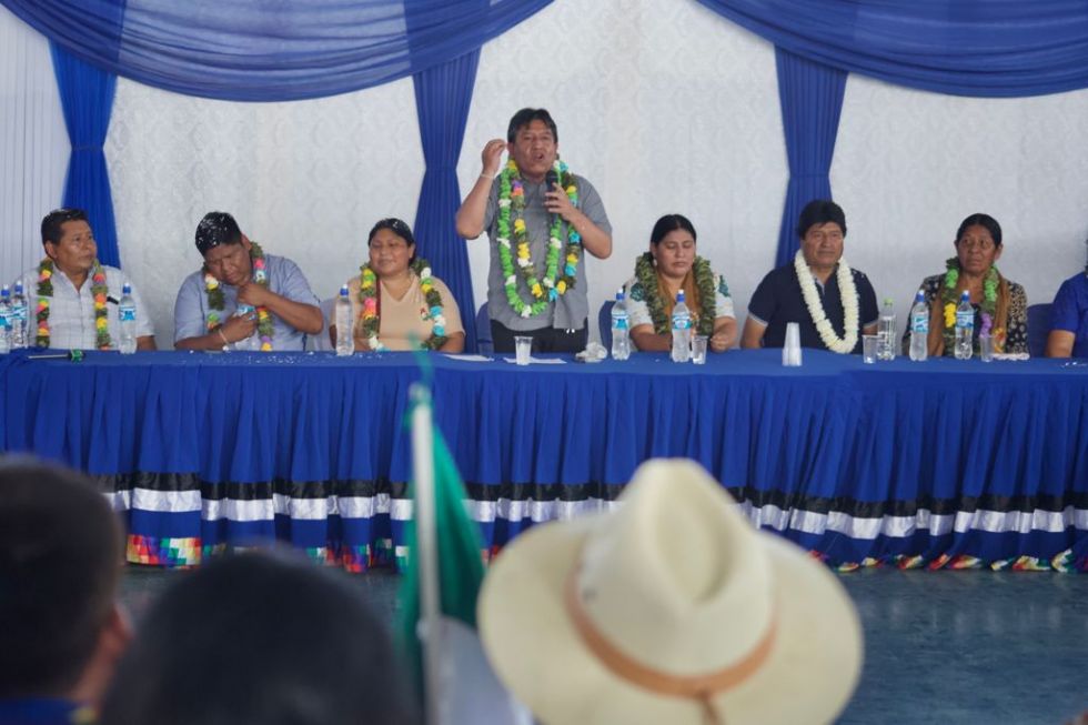 El vicepresidente David Choquehuanca durante el congreso de las mujeres interculturales.