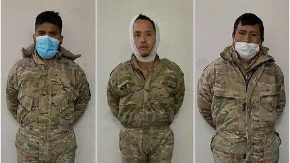 Los militares bolivianos detenidos en la frontera con Chile. 