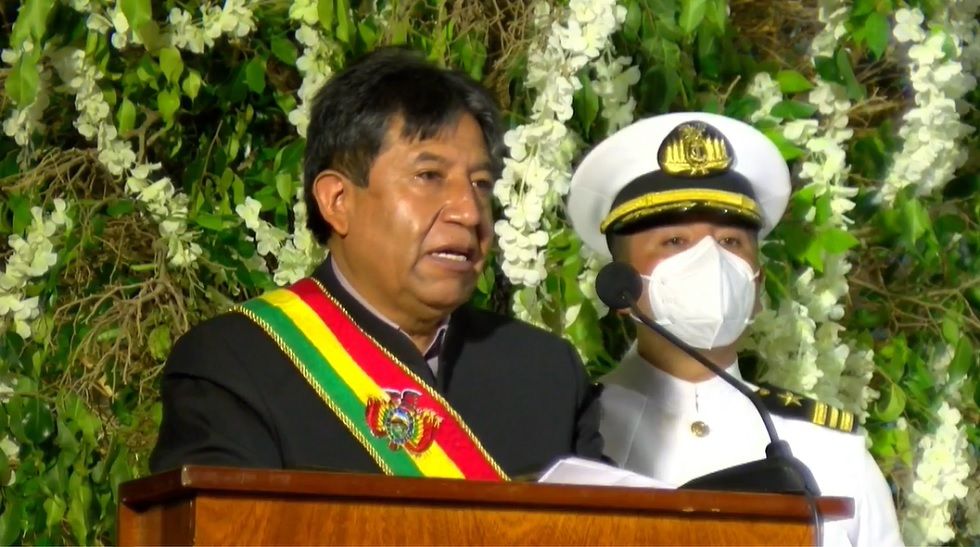El vicepresidente David Choquehuanca en la sesión de honor del Concejo Municipal de Santa Cruz.
