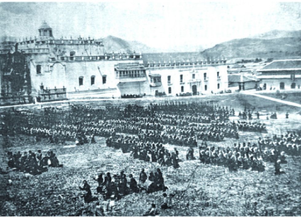 HISTÓRICO. En este grabado se observa el antiguo Palacio Arzobispal, que fue la primera sede del Gobierno en la naciente República de Bolivia.