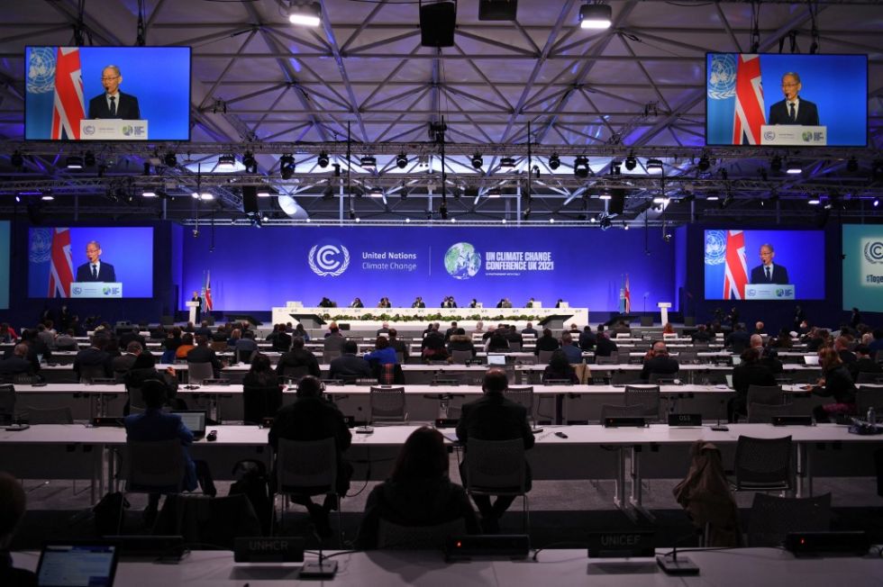 La primera reunión plenaria de la Conferencia de las Naciones Unidas sobre el Cambio Climático COP26 en Glasgow.