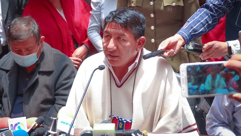 El gobernador de Potosí, Jhonny Mamani, en una anterior conferencia de prensa.