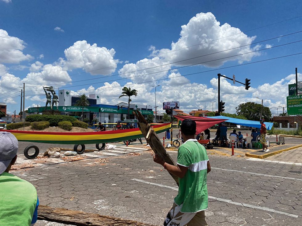 Un punto de bloqueo en Santa Cruz