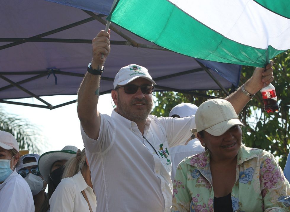 El presidente del Comité pro Santa Cruz, Rómulo Calvo, en el 'camionazo' del 11 de noviembre
