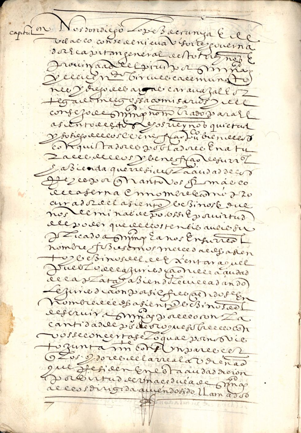 Primera hoja de la Capitulación de Potosí, CR-26, Archivo Histórico de Potosí, Casa de Moneda.