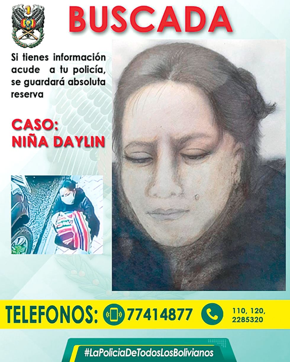RETRATO. La Policía difundió el identikit del posible rostro de la mujer que raptó a la bebé Daylin.
