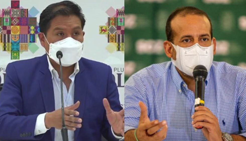 El ministro de Salud Jeyson Auza y el gobernador de Santa Cruz, Luis Fernando Camacho.
