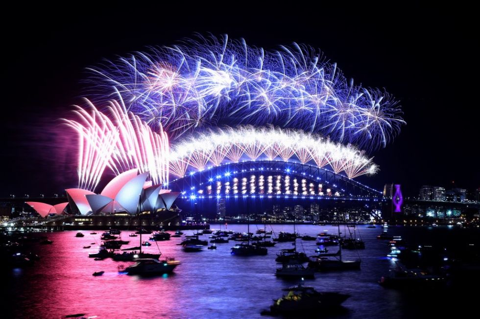 Los fuegos artificiales de Nochevieja en Sidney.
