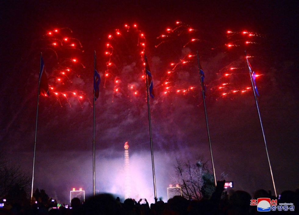 La celebración en la Plaza Kim Il Sung en Pyongyang.