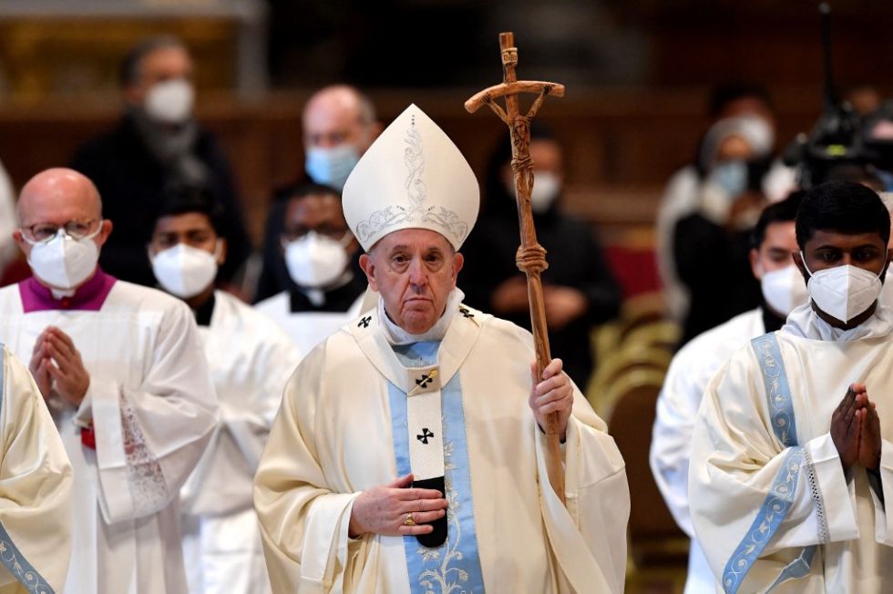El papa Francisco en la misa del día de Año Nuevo en la Basílica de San Pedro.