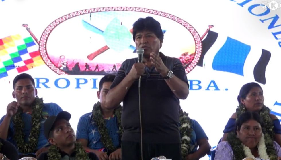 El expresidente Evo Morales, durante el ampliado de las Seis Federaciones del Trópico en diciembre.