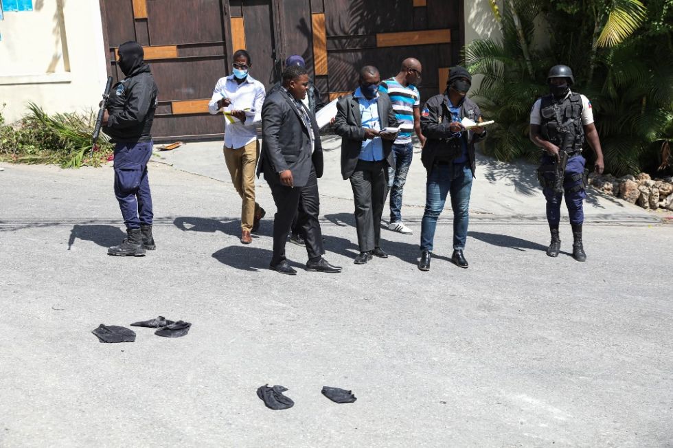 Una imagen de las primeras investigaciones de las fuerzas de seguridad de Haití tras el asesinato de Moise en 2021.