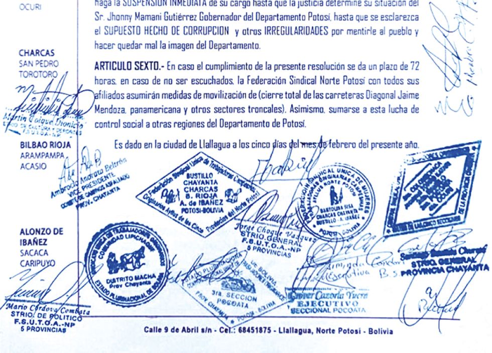 DOCUMENTO. Emitieron una resolución en la que le dan un plazo de 72 horas a la Asamblea.