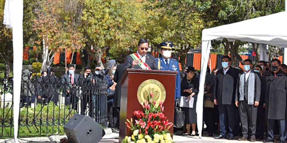 CONMEMORACIÓN. El presidente Luis Arce, en el acto por el Día del Mar, en 2021.