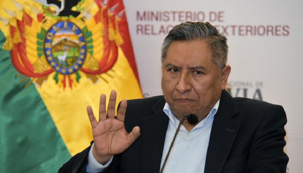 El canciller Rogelio Mayta en una anterior conferencia de prensa. 