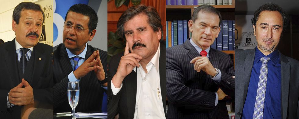 De izq. a der., José Antonio Rivera (Presidente), Juan Pablo Guzmán (Vicepresidente), Waldo Albarracín (Secretario), William Herrera (Vocal) y Roberto Navia (Vocal).