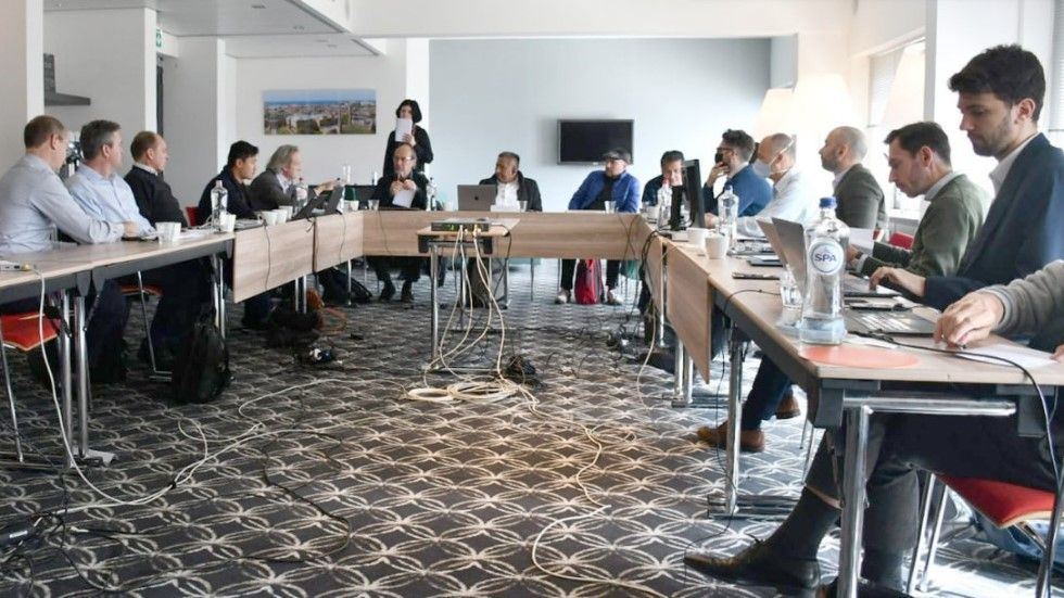 El equipo boliviano en La Haya, sede de la Corte Internacional de Justicia.