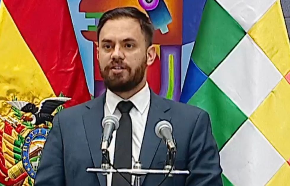 El ministro de Gobierno, Eduardo del Castillo, en un acto en la Casa Grande del Pueblo este jueves.