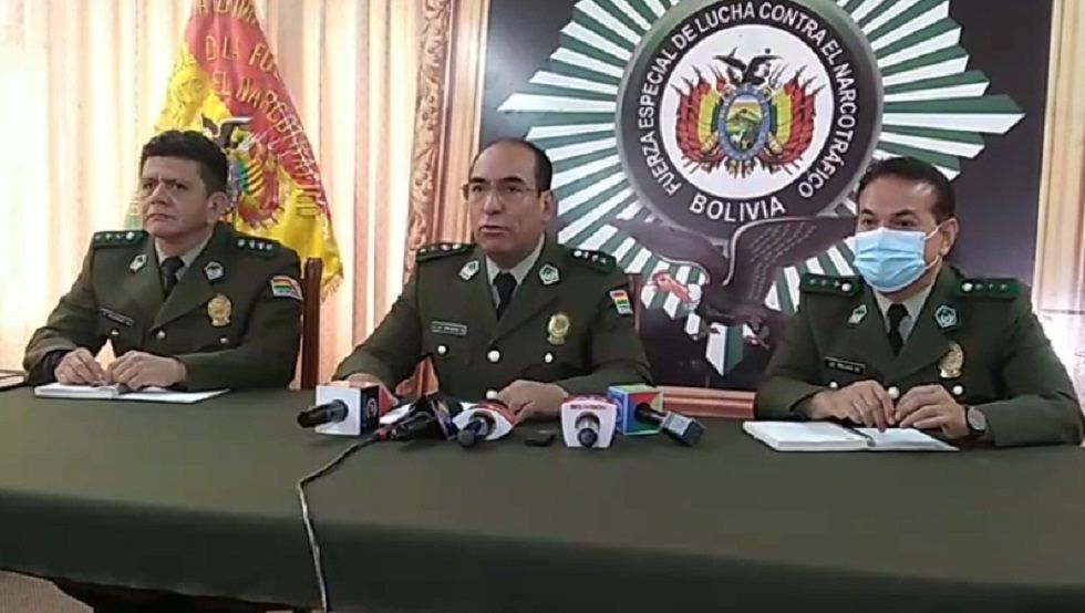 La conferencia de prensa de las autridades de la Felcn. 